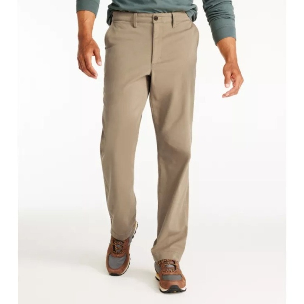 LL Bean Double L Chinos Classic Fit Plain Front Wrinkle-Free Khaki 38x28